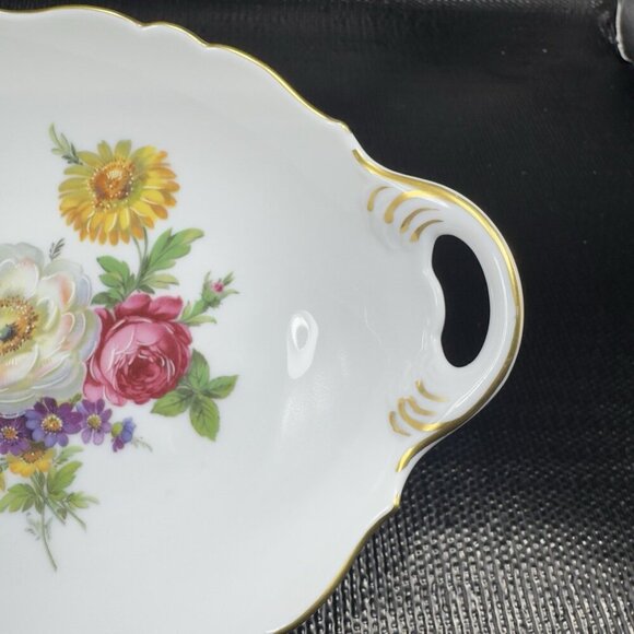 AK Kaiser Germany Gloria Fine Porcelain Dish Bowl With Handles Floral Pattern - Picture 8 of 14